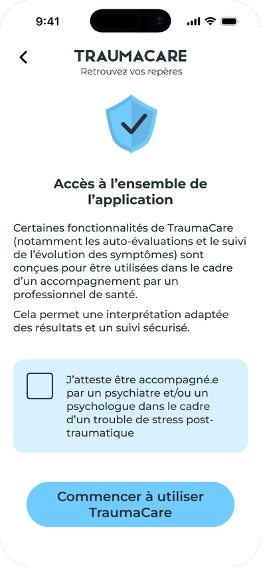 Ecran de demande de suivi par un thérapeute