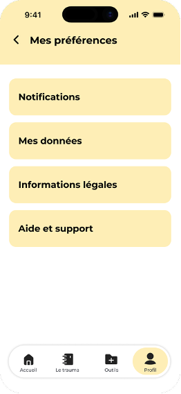 Ecran des préférences